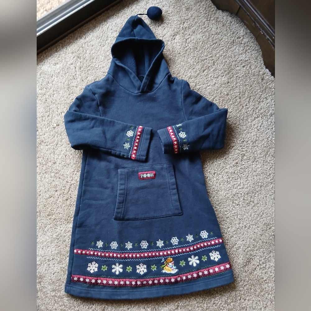 Vintage Pooh Girls Winter Dress